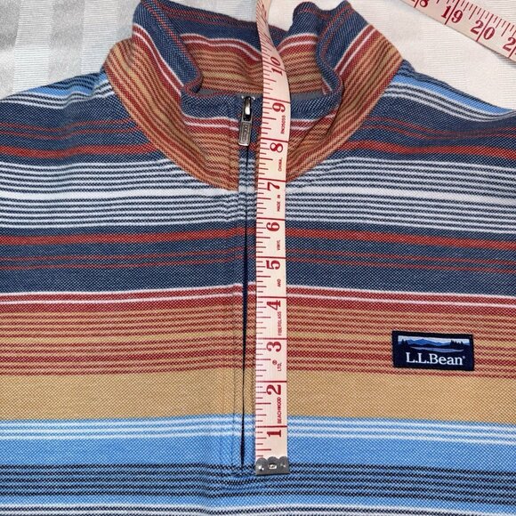 LL Bean Traditional Fit Multicolor Striped Pullover Sweatshirt Men’s XL 1/4 Zip - Picture 6 of 11